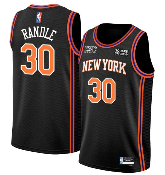 Men's New Yok Knicks #30 Julius Randle 2021/2022 75th Anniversary Black Stitched Jersey